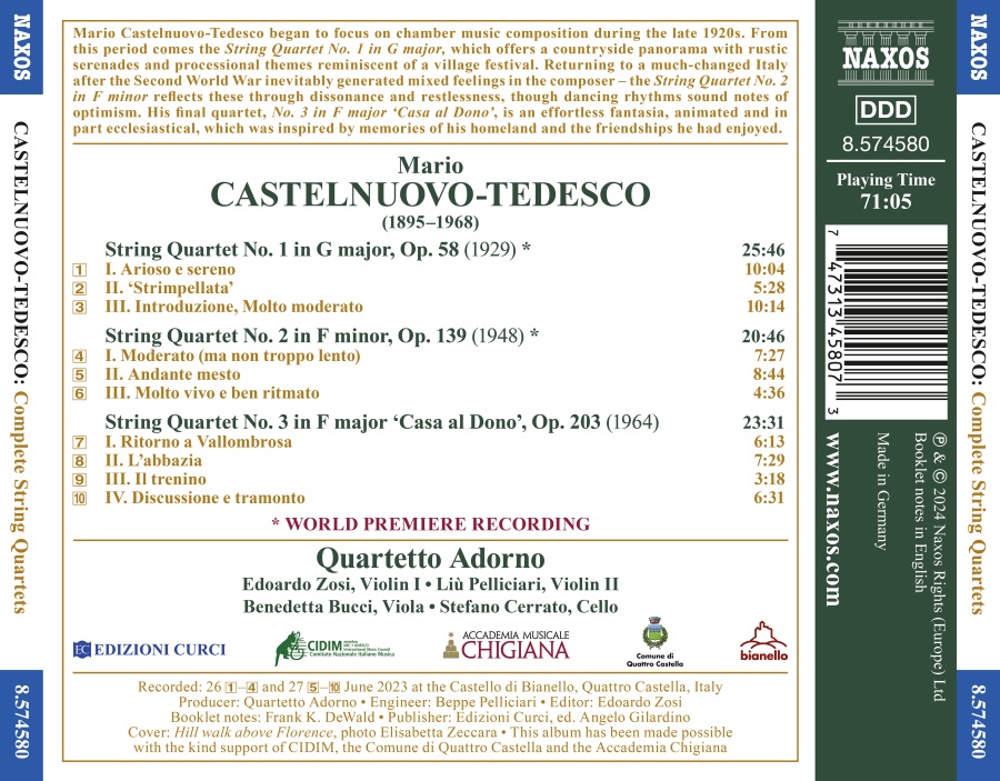 Castelnuovo-Tedesco: Complete String Quartets - slide-1