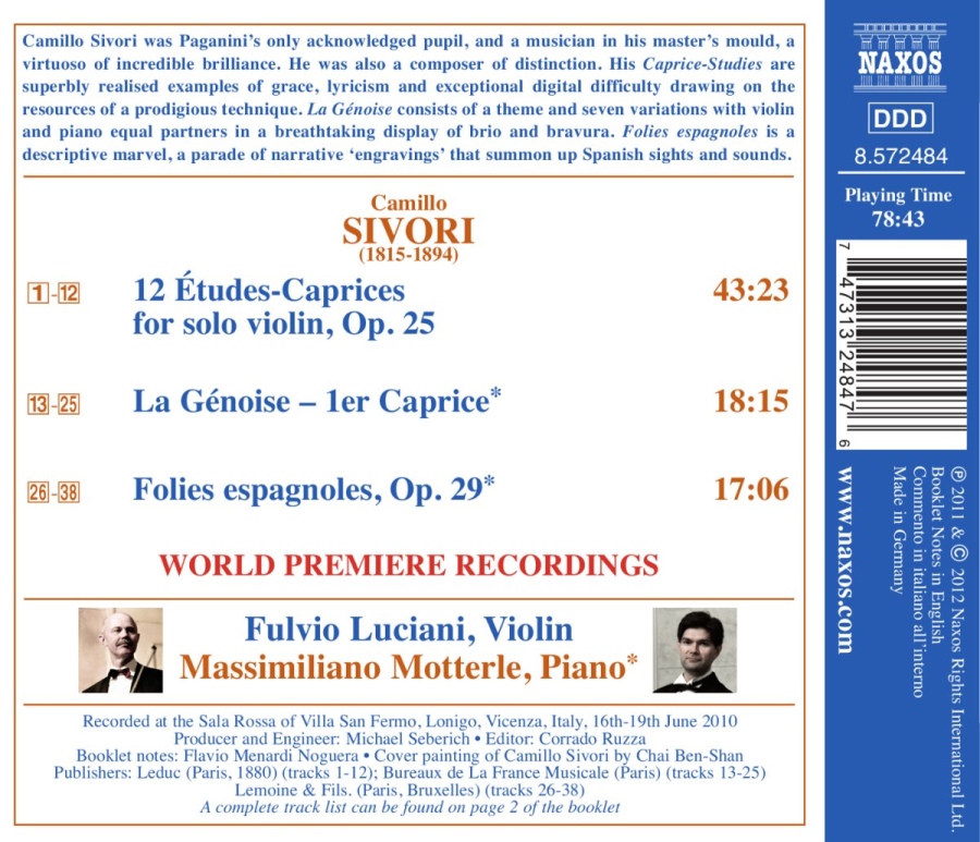 Sivori: 12 Etudes-Caprices, La Génoise, Folies espagnoles - slide-1