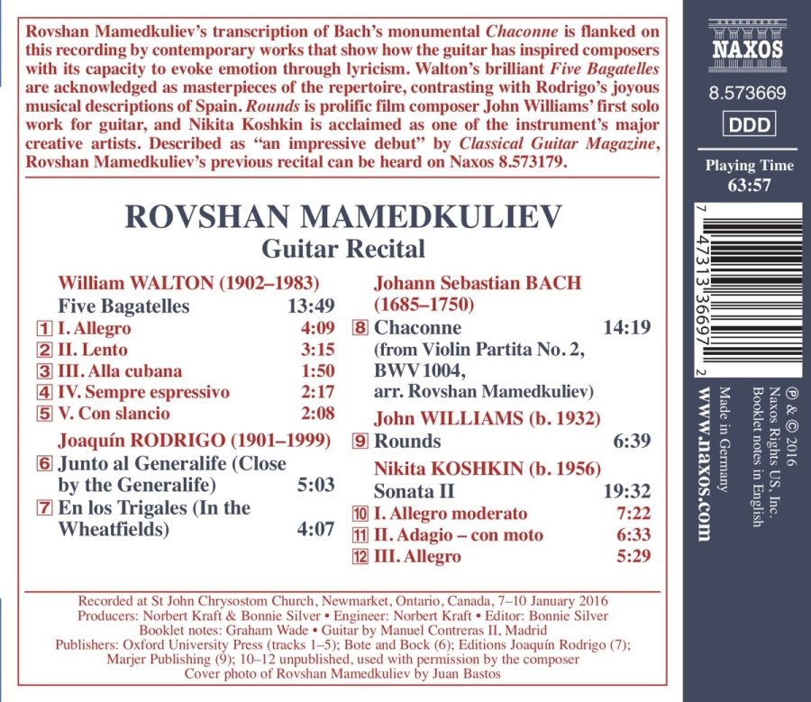 Guitar Laureate Recital - Rovshan Mamedkuliev - Walton; Rodrigo; Bach; Williams; ... - slide-1