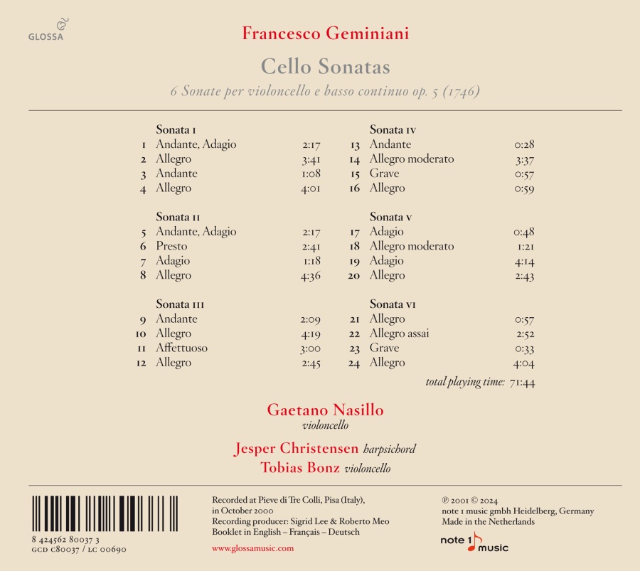 Geminiani: Cello Sonatas op. 5 - slide-1