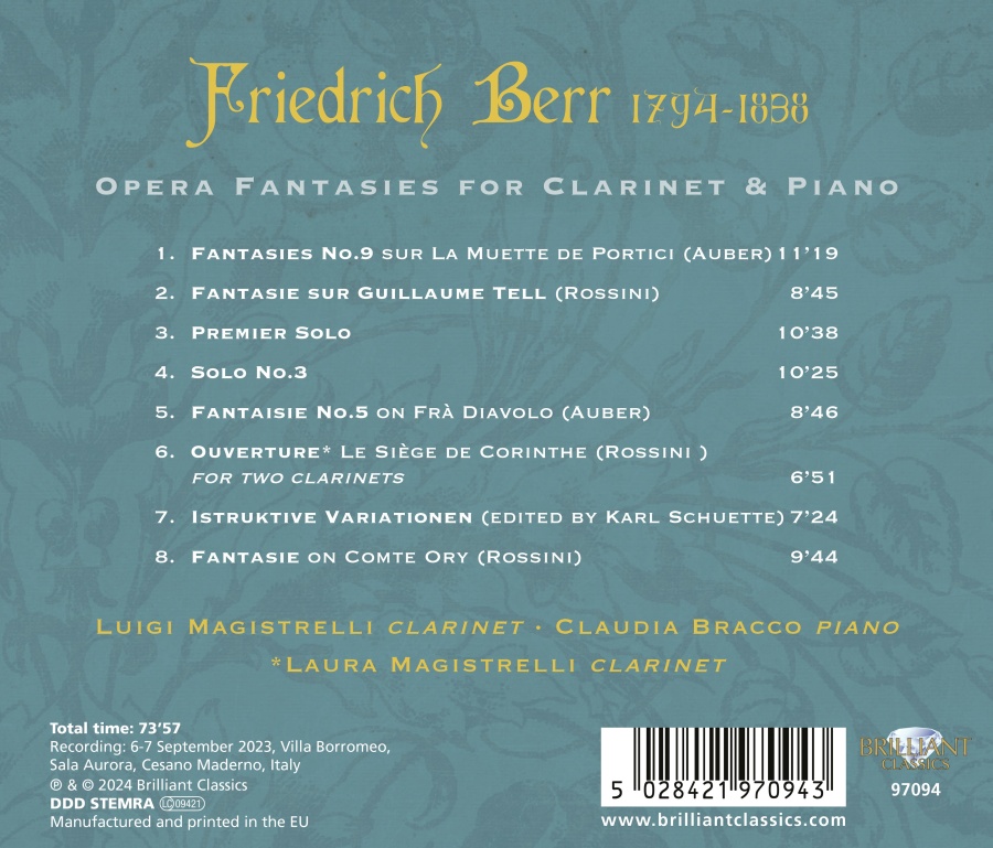 Berr: Opera Fantasies for Clarinet & Piano - slide-1