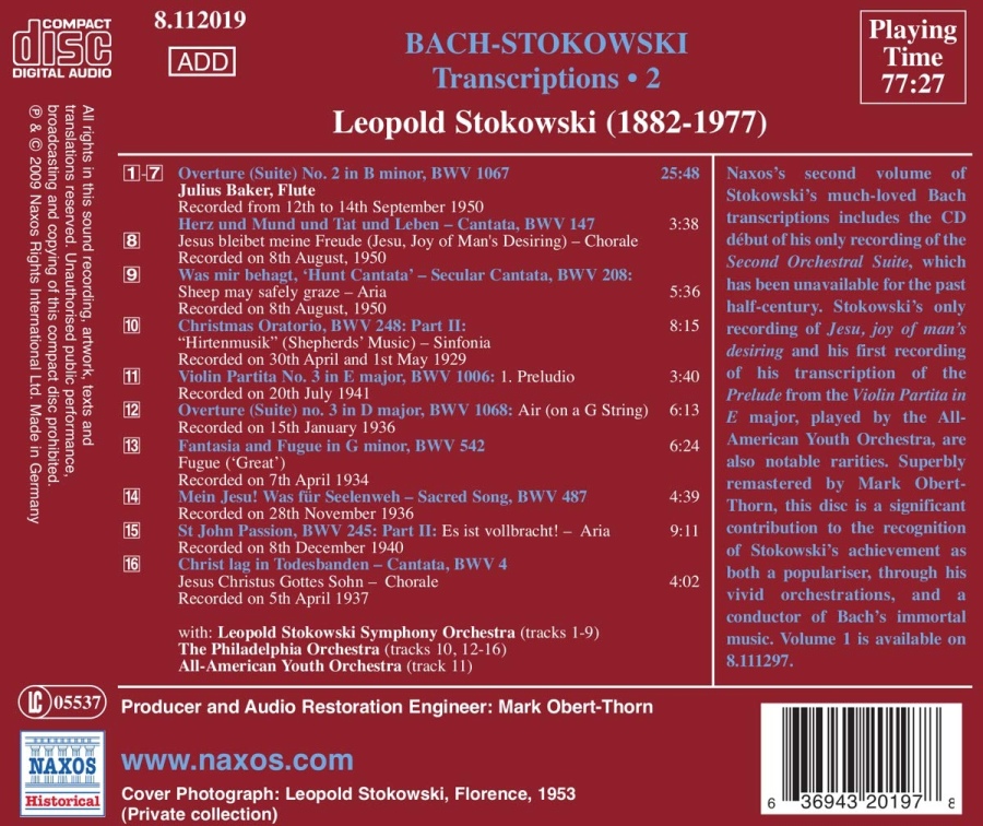 BACH - STOKOWSKI: Transcriptions Vol. 2, nagr. 1929-1950 - slide-1